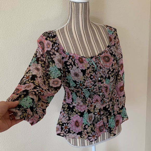 Anthropologie Maeve Floral Pink Blouse Top Women’s S NWT - Picture 3 of 9